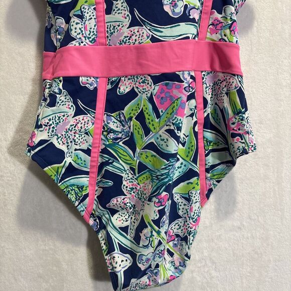 Lilly Pulitzer Palma Swimsuit One Piece Size 4 Sway This Way Deep Sea Navy Beach - Picture 9 of 16